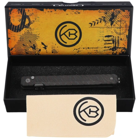 Kubey KB Knife Prism T/E Flame Titanium, Beadblasted M390 by Yuze Zhong (KB243E)