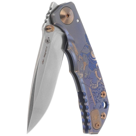 Nóż składany Spartan Blades Harsey Folder Special Edition Babe Blue Titanium, Bronze HW, Satin MagnaCut by William W. Harsey Jr. (SF5BABE)