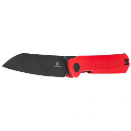 Bestechman Curvee Knife Red G10, Black PVD AEB-L by Ostap Hel (BMK20E)