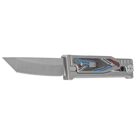 Reate EXO-M Gravity T/E Knife Bead Blasted Titanium/Damascus MultiColor G10, Satin Elmax