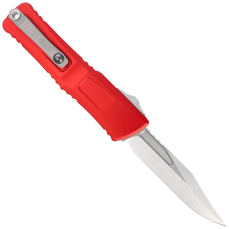 Microtech Combat Troodon Gen III Bowie OTF Knife Red Aluminum, Stonewashed M390MK by Tony Marfione (1146-10RD)