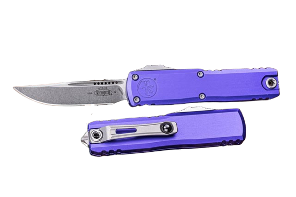 Microtech UTX-85 Gen IV S/E OTF Knife Purple Aluminum, Stonewashed M390MK by Tony Marfione (12314-10PU)
