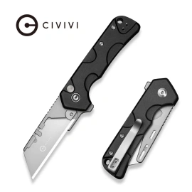 Civivi Pulsara Utility Knife Black Aluminum, Stonewashed 6Cr13 (C24041F-1)