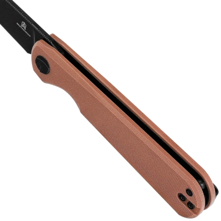 Bestechman Flick Knife Brown G10, Black PVD D2 by Ostap Hel (BMK13G)
