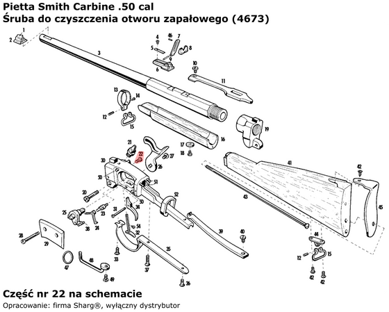 Śruba do czyszczenia otworu zapałowego Pietta Smith Carbine .50 cal (4673)