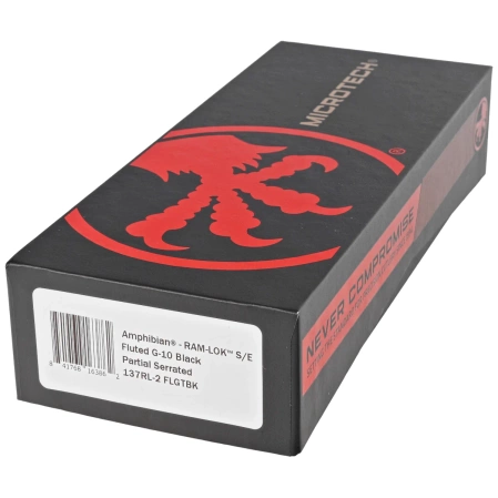 Microtech Amphibian Ram-Lok P/S Fluted Black G10, Black M390MK by Tony Marfione (137RL-2FLGTBK)