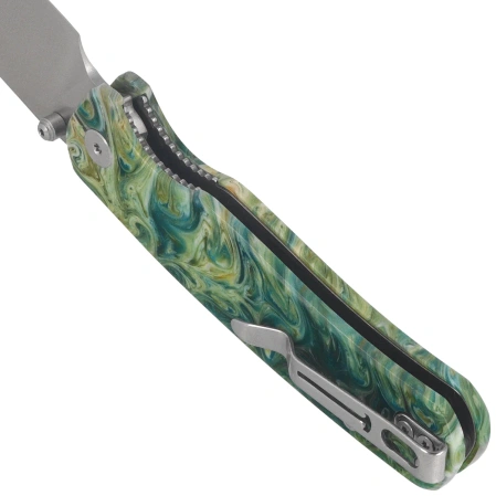 Bestechman Cicada's Wing-TL Knife Green Resin, Satin 10Cr15CoMoV (BMK24-R-1)