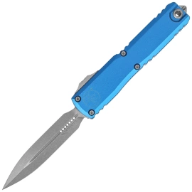 Microtech Ultratech Gen IV D/E OTF Knife Blue Aluminum, Apocalyptic M390MK by Tony Marfione (11224-10APBL)