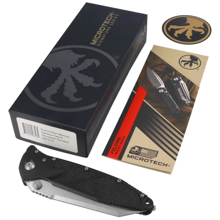 Nóż składany Microtech Socom Elite Warcom S/E-M Signature Black Aluminum, Stonewashed M390MK by Tony Marfione (259-10S)