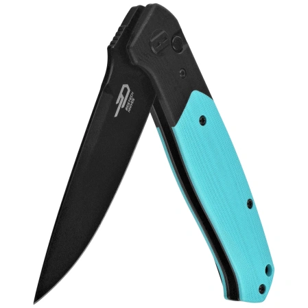 Bestech Swordfish Knife Black/Light Blue G10, Black PVD 14C28N (BG62E)