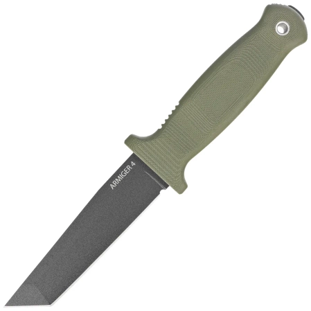 Demko Armiger 4 Tanto Knife OD Green TPR, Black Powder Coated 80CrV2 by Andrew Demko (ARM4-80CrV2-OD-TP)