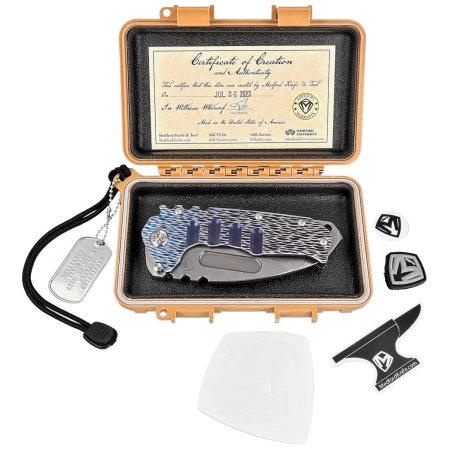 Nóż składany Medford Praetorian T DP Blue-Violet w/Silver ''Dragon Skin'' Titanium, Std HW/Clip, Tumbled S45VN by Greg Medford