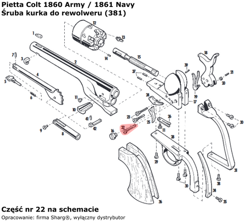 Pietta Colt Navy 1851, Army 1860, Navy 1861 cock bolt (381)