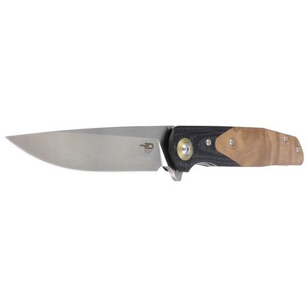 Nóż składany Bestech Ascot Black Carbon Fiber/G10 Lightburl Wood, Satin 14C28N (BG19D)