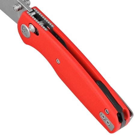 Kubey Breeze Knife Red G10, Stonewashed 14C26N by Caleb Waldman (KU288B)