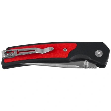 Nóż składany Bestechman Icebreaker Black Aluminum / Red G10, Satin D2 (BMK16A)