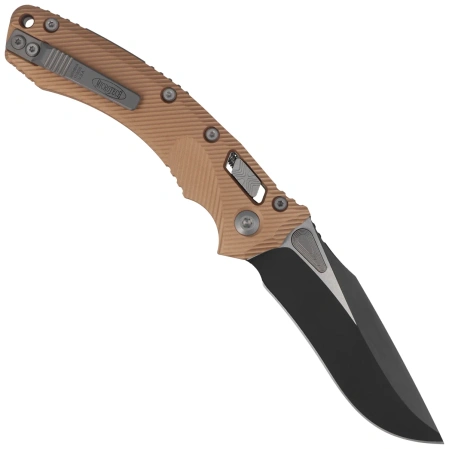 Microtech Amphibian Ram-Lok S/E Knife Fluted Brown Aluminum, Black M390MK by Tony Marfione (137RL-1FLBN)
