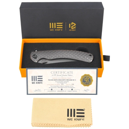 Nóż składany WeKnife Dracarys LE No ???/199 Gray Titanium, Stonewashed M390 (WE25061B-1)