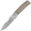 LionSteel NiNi Knife Titanium Bolsters / Green Canvas Micarta, Satin M390 by Gianni Pauletta (NN2 CVG)