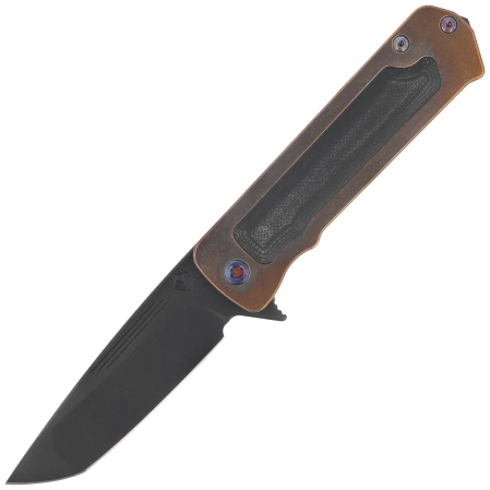 Nóż składany Medford TFF-4 Tanto Bronze Titanium / Black G10, Flm HW, Std Clip, Black DLC S45VN by Greg Medford (MK1404PT-36A1-TFCP-BP)