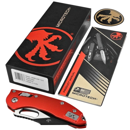 Nóż składany Microtech Stitch-M Ram-Lok S/E Fluted Red Aluminium, Black M390MK by Borka Blades and Tony Marfione (169RL-1FLRD)
