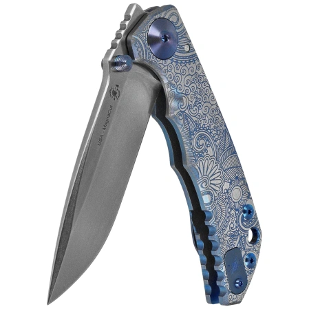 Nóż składany Spartan Blades Harsey Folder ''Paisley Blue'' Titanium, Stonewashed MagnaCut