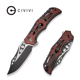 Civivi Biophase Knife Black Aluminum/Burgundy G10, Black Stonewashed/Satin Nitro-V (C23083C-1)