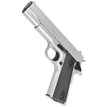 Zestaw pistolet wiatrówka Voltran Ekol ES 1911 v2 White 4.5 mm - Blow Back, 1500 BBs, 10 kapsuł, tarcze