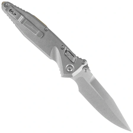 Microtech Socom Ram-Lok S/P-M Marfione Select Knife Slab Side Titanium, Blue HW, Stonewashed M390MK by Tony Marfione (160RLS-10SMS3)