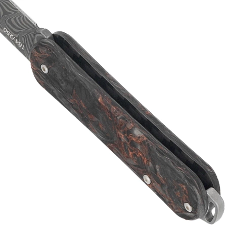 Fox Vulpis 108 LE No 164/250 Dark Matter Fat Carbon, Super Clean Damascus by Balbach Damast Pocket Knife (FX-VPDAM108 DMCO)