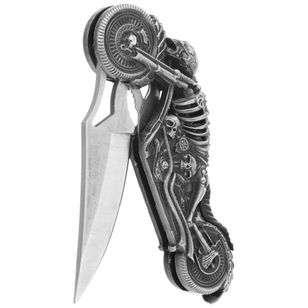 Martinez Albainox Moto Skeleton Knife with Flashlight Gray Zamak, Laser Ornament 3Cr13Mov (18063)