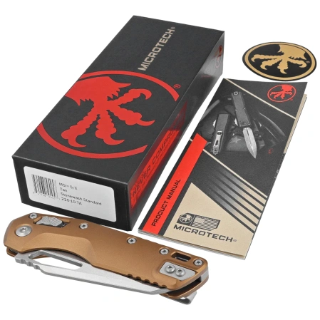 Nóż składany Microtech MSI S/E Tan Slab Side Aluminium, Stonewashed M390MK by Tony Marfione (210-10TA)