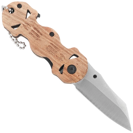 Martinez Albainox Skull Wood Folding Knife, Satin 3Cr13MoV (18549)