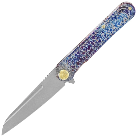 KB Kubey Dandy Knife, Flamed Titanium, Sandblasted CPM S90V by Maksym Tkachuk (KB247H)