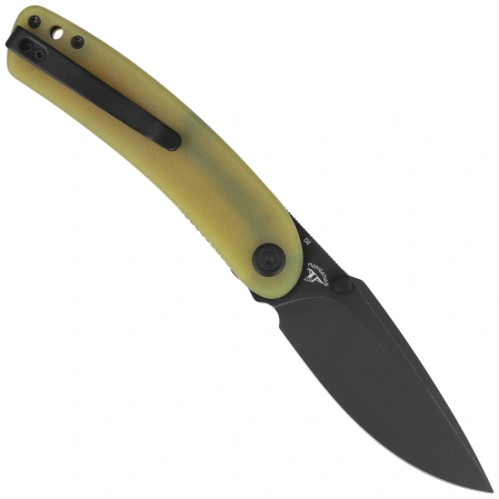 Kubey Momentum Knife Translucent Yellow G10, Blackwashed D2 by Sherif Manganas (KU344O)