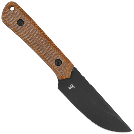 Kubey Knife Thorn Brown Micarta, Blackwashed 14C28N by Scott Halpern (KU413F)