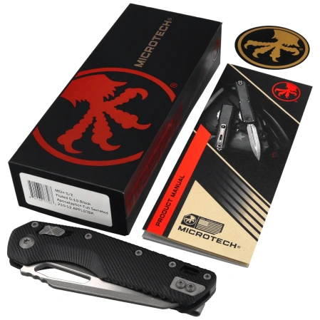 Nóż składany Microtech MSI S/E Black Fluted G10, Apocalyptic F/S M390MK by Tony Marfione (210-12APFLGTBK)