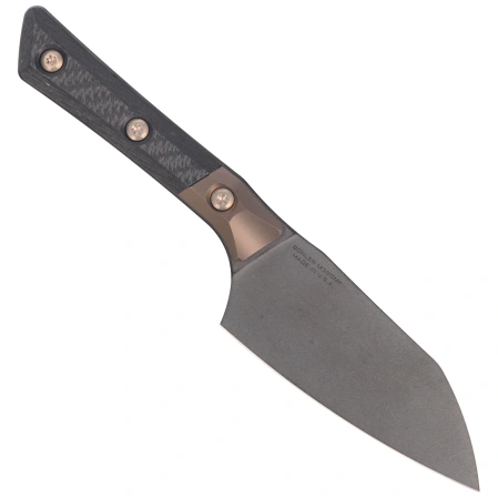 Nóż kuchenny Microtech Santoku 4.2'' Signature Bronze Titanium Bolsters/Carbon Fiber, Black DLC M390MK (3300B-1DLCCFS)