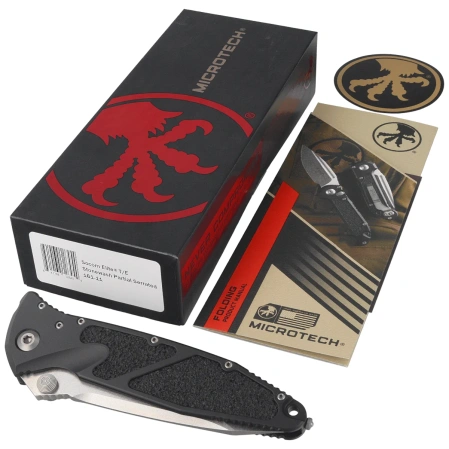 Nóż składany Microtech Socom Elite T/E-M Black Aluminuim, Stonewashed P/S M390 by Tony Marfione (161-11)