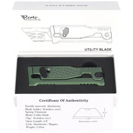 Nóż grawitacyjny Reate EXO-U V1 Green Diamond Pattern Aluminium, Stainless Steel
