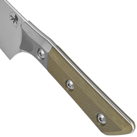 Microtech Chef 8'' Kitchen Knife OD Green G10/Titanium Bolster, Stonewashed M390MK (3000B-10 OD)