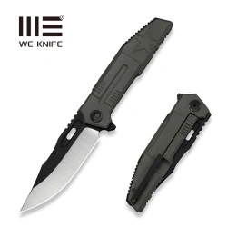 Nóż składany WeKnife Barracks LE No ???/200 Dark Olive Titanium, Hand Polished Satin/Black Stonewashed M390 (WE25078-1)