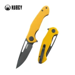 Kubey Dugu Knife Yellow G10, Blackwashed 14C28N (KU210J)