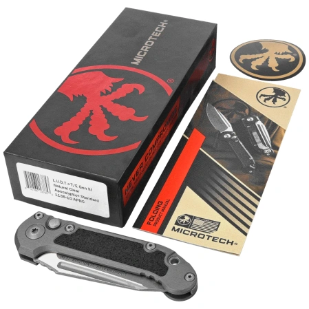 Microtech LUDT Gen III T/E Automatic Knife Natural Clear Aluminum, Apocalyptic M390MK by Tony Marfione (1136-10APNC)