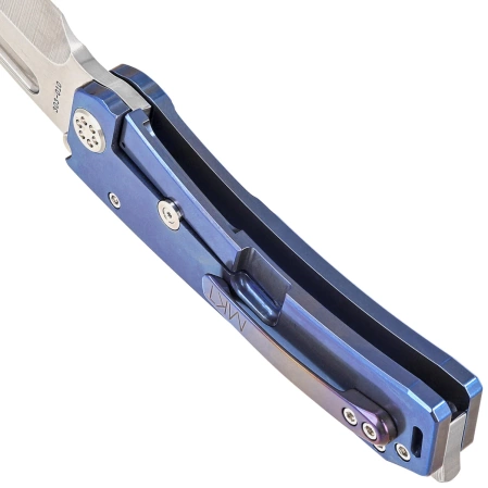 Medford Marauder-H T/E Knife Blue Titanium, Std HW/Flamed Clip, Tumbled S45VN by Greg Medford