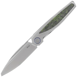 Rike Knife Baidi T Titanium/Green Carbon Fiber, Bead Blasted M390 (RK-Baidi-T-P/GCF)