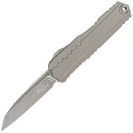 Microtech Cypher II S/E OTF Knife Natural Clear Aluminum, Apocalyptic M390MK by Deryk Munroe and Tony Marfione (1241-10APNC)