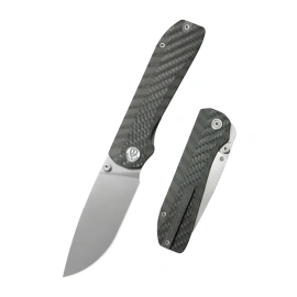 KB Knives Zephyr Flamed Titanium / Wave Carbon Fiber, Silver Beadblasted M390 by K.C. Spiron (KB431B)