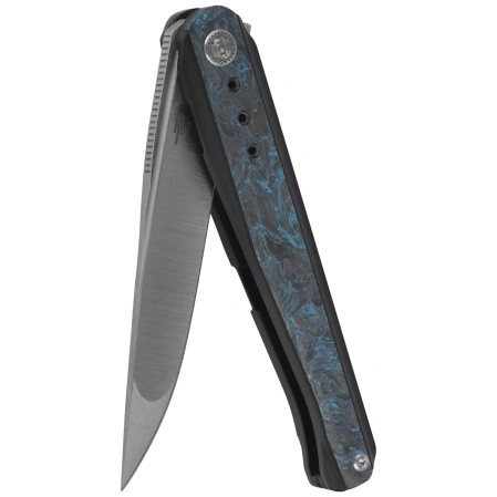 Bestech Spear Phisher Black Titanium/Blue CF, Hand Rubbed Satin M390 by Todd Knife and Tool (BT2405C)