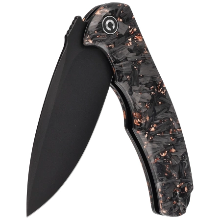 Civivi Praxis Shredded Carbon Fiber / Copper Shred, Black Stonewashed 9Cr18MoV knife (C803I)